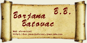 Borjana Batovac vizit kartica